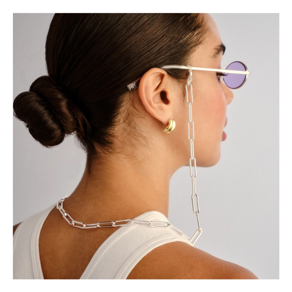 Le Specs Bold Link Neck Chain Silve. Sunglasses